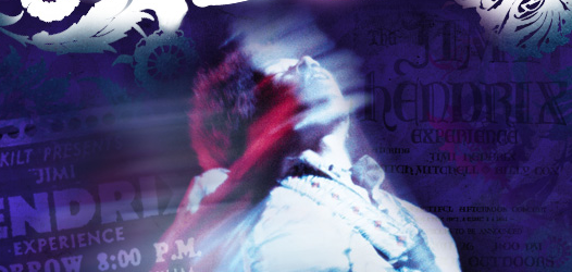 A promotional image for the Jimi Hendrix website.